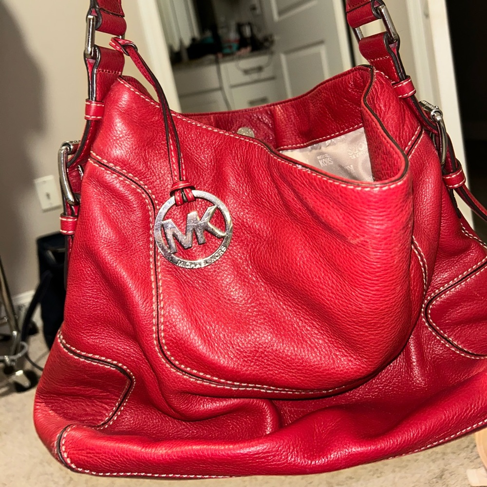 Michael KORS Red Leather Satchel Shoulder Bag